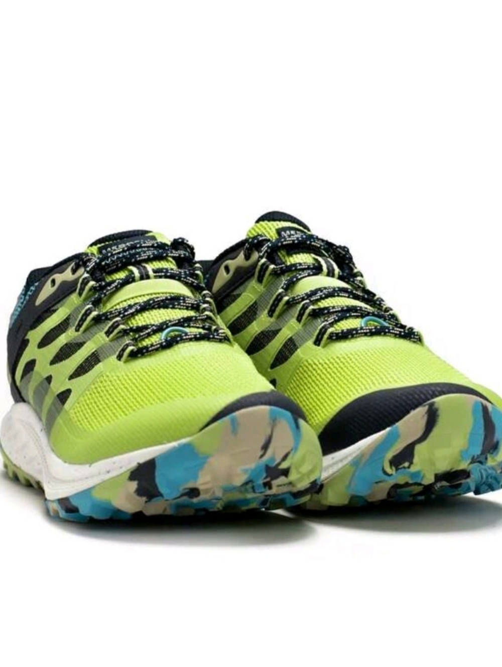 NWT Merrell Antora 2 Vibram Trail Runners Neon Celery Camo Women's Size 9.5
